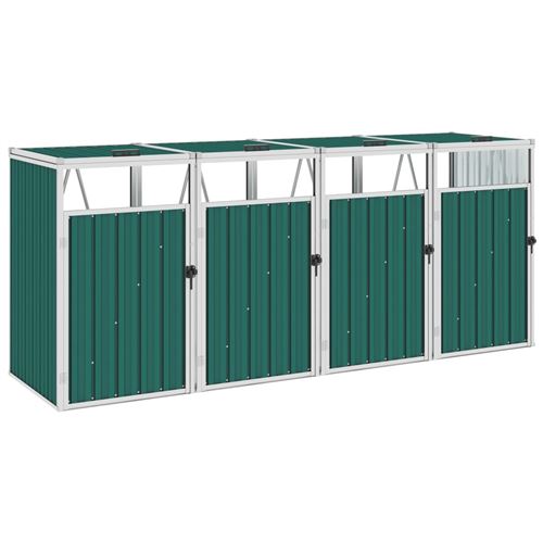 vidaXL Abri de poubelle quadruple Vert 286x81x121 cm Acier