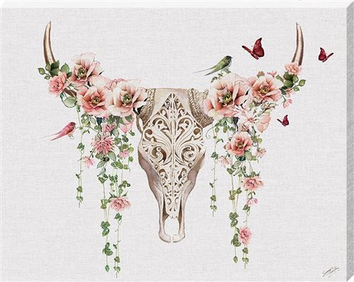 Summer Thornton imprimée Floral Skull 40 x 50 x 3.8 cm