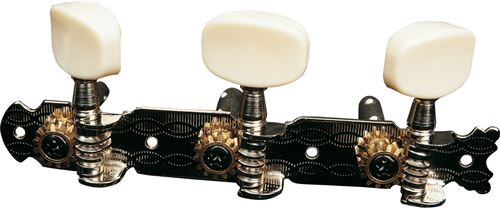Jeu de 6 mecaniques ping pour cordes acier - nickel / boutons plastiques p2630