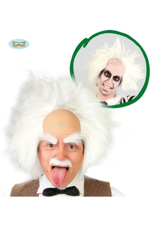 Perruque savant fou beetlejuice blanche