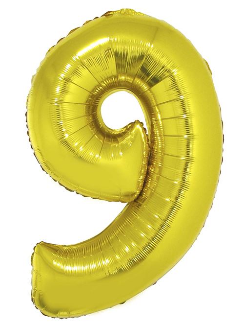 Generique - Ballon Aluminium Chiffre 9 doré 102 cm