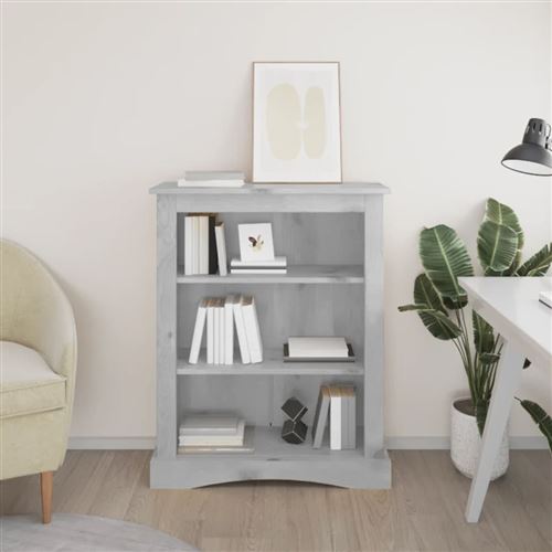 vidaXL Bibliothèque à 3 niveaux Pin mexicain Corona Gris 81x29x100 cm