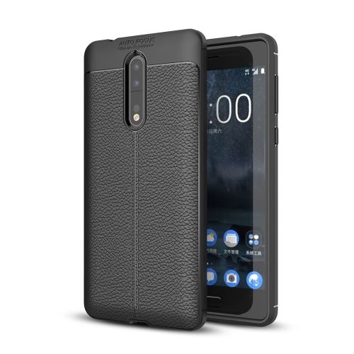Nokia 8 Coque Protection TPU Texture Litchi Noir ALS54573