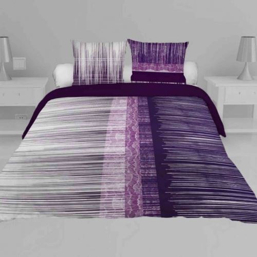 Parure de lit Graphique prune 260x240 cm