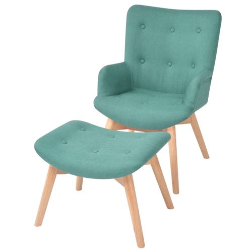 vidaXL Fauteuil avec repose-pied Tissu Vert