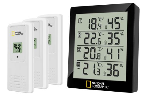 NATIONAL GEOGRAPHIC Thermohygromètre pour 4 points de mesure