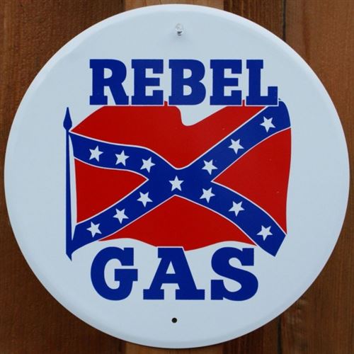 plaque rebel gas blanche ronde tole deco usa loft diner