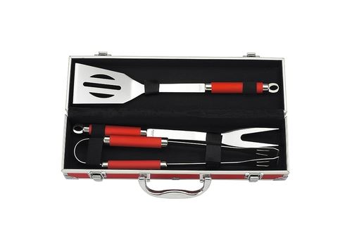 Malette de 3 ustensiles barbecue rouge le marquier