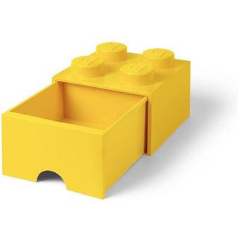 LEGO pierre de rangement avec tiroir 4 plots 25 x 17 cm polypropylène jaune - 1