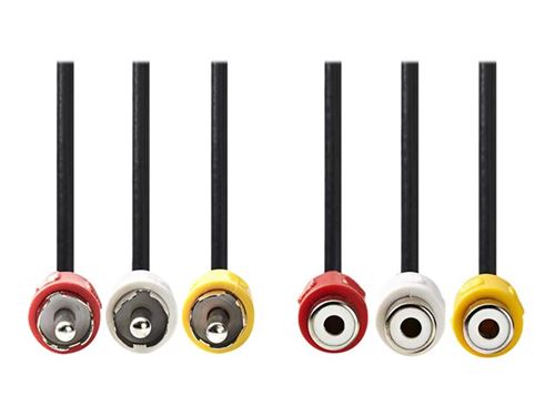 Nedis - Câble vidéo/audio - vidéo / audio composite - RCA mâle pour RCA femelle - 5 m - noir - rond