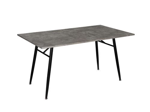 Table à manger SIBELLE - 6 couverts - MDF & Métal Noir - Coloris : Béton