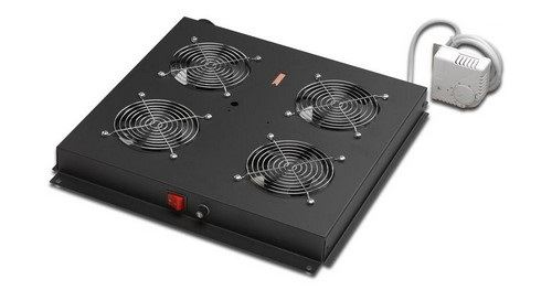 Digitus DN-19 FAN-4-B-N - Dessus de baie avec 2 ventilateurs - avec 4 ventilateurs de refroidissement - noir, RAL 9005 - 19