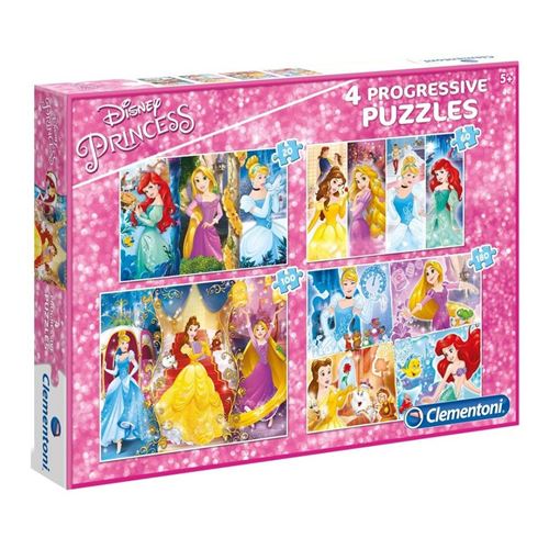 Clementoni 4 Disney Princess Puzzles 20/60/100/180 pièces