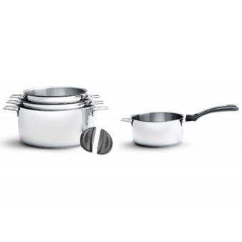 Série de 4 casseroles inox 14/16/18/20cm + 1 queue + 2 anses De Buyer 3491.04 - 1