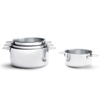 Set 4 Casseroles Inox 18/20 Cm + Poignée Amovible - Induction, Empilable, Gain De Place 75% - 10