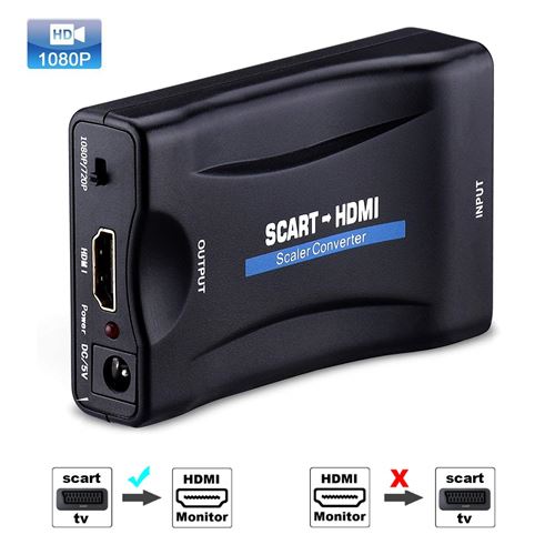 CABLING® Convertisseur Péritel vers HDMI Adaptateur Scart vers HDMI 1080P  HD Support PAL/NTSC/SECAM pour PS4/PS3/TV/DVD (Scart vers HDMI)
