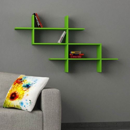HOMEMANIA Étagère Halic - Murale Flottante, pour Livres - pour Séjour, Bureau, Chambre - Vert en Bois, 150 x 22 x 82 cm