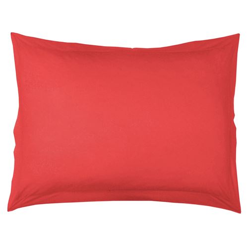 Taie d'oreiller volant plat 50 x 70 cm uni 57 fils lina + point bourdon Corail