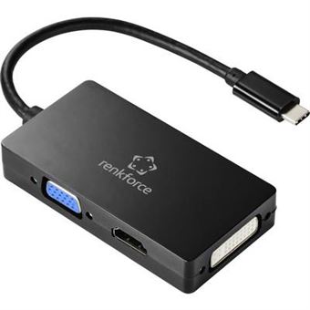 Renkforce RF-4633066 USB-C® / HDMI / DVI / VGA Adaptateur [1x USB-C® mâle - 1x VGA femelle, HDMI femelle, DVI femelle 24+5 pôles] noir - 1
