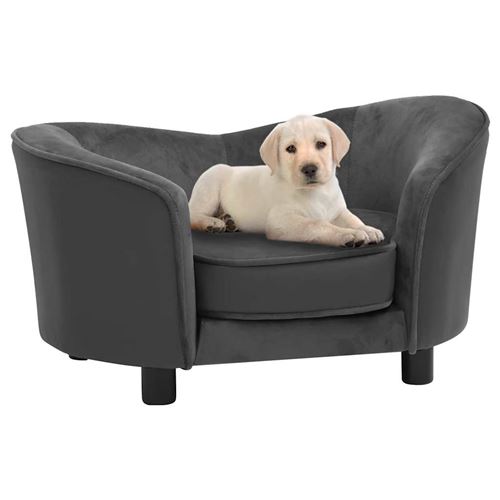 vidaXL Hondenbank 69x49x40 cm pluche en kunstleer donkergrijs171033