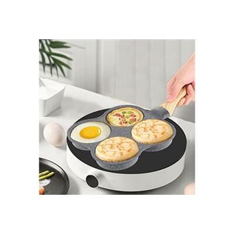 4 trous poêle à crêpes petite poêle à induction frire antiadhésive pour  omelette moule à crêpes avec poignée en bois pour un petit-déjeuner sain en  fa - Poele / sauteuse - Achat