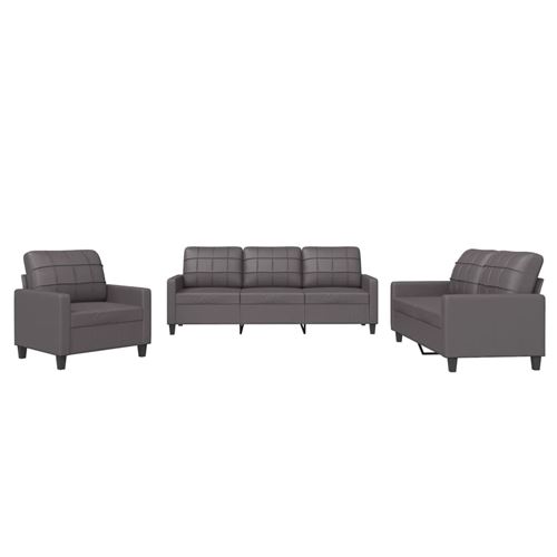 Non Communiqué Gris Ensemble De Canapés Vidaxl 3 Pièces Avec Coussins Similicuir