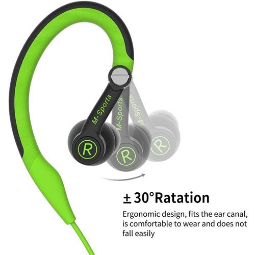 Yonis Bleu Casque Sport Intra-Auriculaire Pour Running Avec Micro Et Crochets Ajustables - Image 3