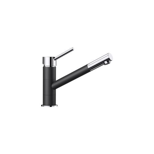 Mitigeur, robinet cuisine, bec droit orientable 360ø, BLANCO KANO, chromé et anthracite, robinetterie cartouche céramique