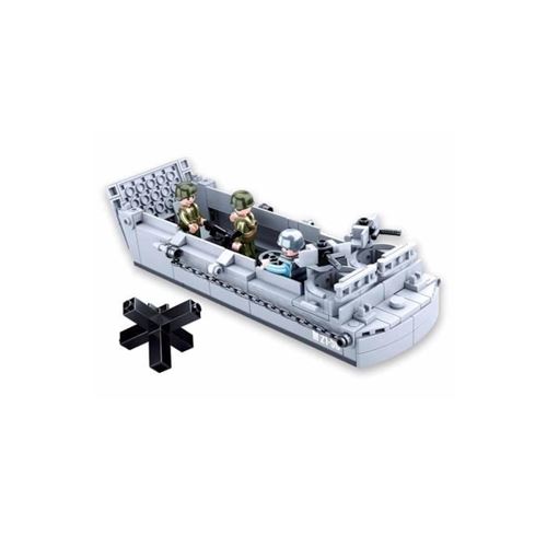 Briques De Construction - Sluban - Bateau De Débarquement - Gris - À Partir De 6 Ans - Compatible Lego