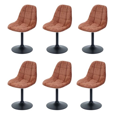 Lot de 6 chaises de salle à manger Mendler HWC-A60 en tissu chenille terracotta - Image 3