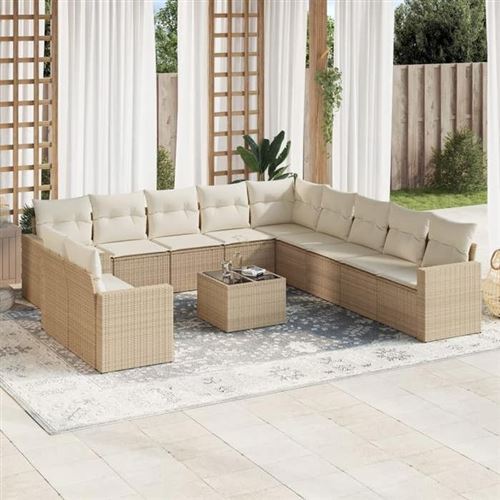 Non Communiqué Beige Salon De Jardin Modulable Vidaxl Resine Tressee 12 Pieces 62 X 62 X 69 Cm 11 Personnes