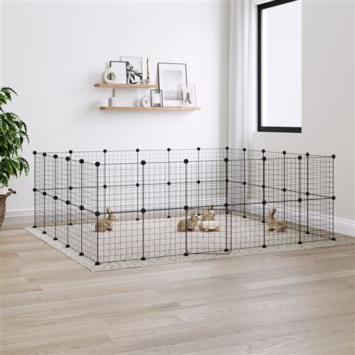 Meilleurs prix pour vidaXL Cage Animaux de Compagnie à 44 Panneaux et Porte Noir 35x35 cm Enclos 3114040