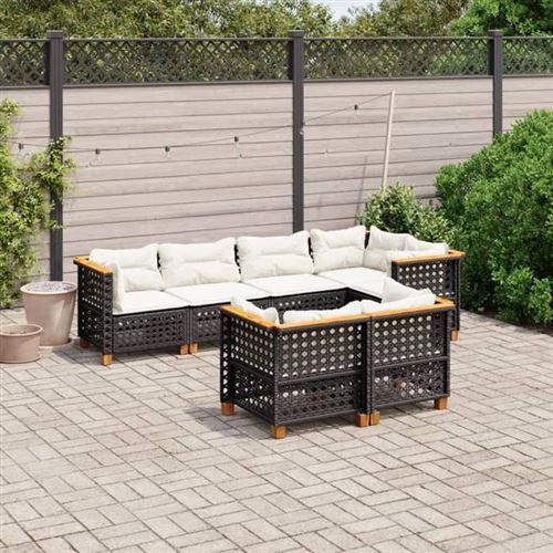 Vidaxl Noir Salon De Jardin 7 Pcs Résine Tressée - Image 2