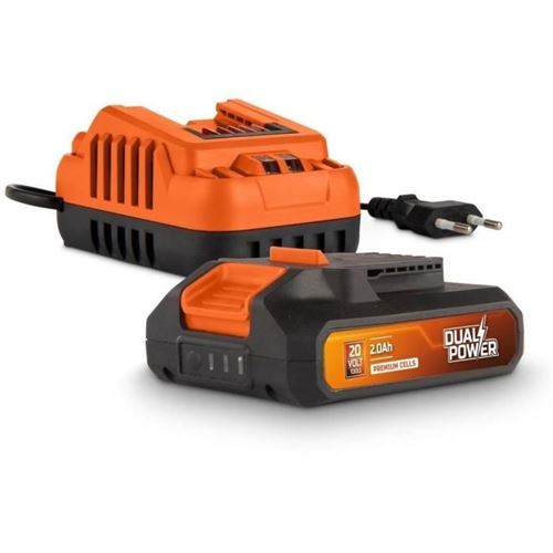 Non Communiqué Noir Batterie Et Chargeur - Powdp90620 - Batterie 2,0Ah De 20V Et Chargeur 2A - Pour Outils De Bricolage Sans Fil De 20V