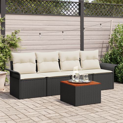 vidaXL Gartensofa-set 5 Stk. 4-Sitzanzahl Schwarz und Creme