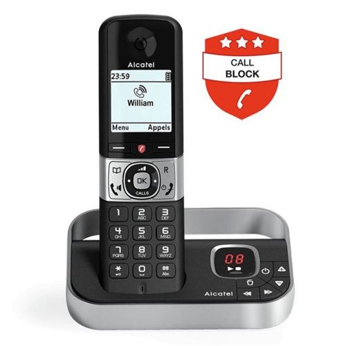 Alcatel F890 Voice Solo - Téléphone sans fil - système de répondeur avec ID d appelant - (conférence) à trois capacité d appel - noir