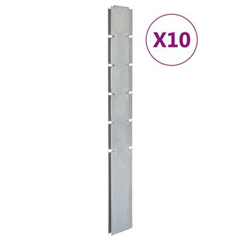 vidaXL Poteaux de clôture 10 pcs argenté 160 cm acier galvanisé - 1