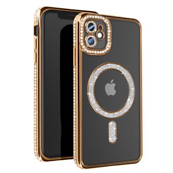 Coque Diamant pour iPhone 11 Protection MagSafe Contour Strass Avizar Dorée - 1