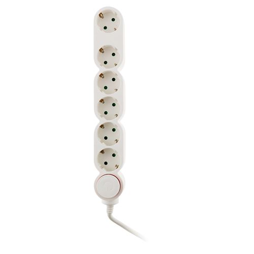 Non Communiqué Blanc Zenitech - Multiprise Schuko 6X16a + Interrupteur - 1,5M