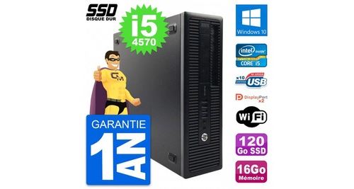 Pc hp prodesk 600 g1 sff intel core i5-4570 ram 16go ssd 120go windows 10 wifi