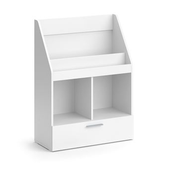 Bibliothèque Vicco Luigi Avec Banc – Blanc, 5 étagères, Dimensions 72x30.7x79 Cm, Panneau Aggloméré | Meuble Rangement Moderne