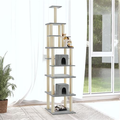 Comparer les prix de vidaXL Arbre à chat avec griffoirs en sisal Gris clair 216 cm