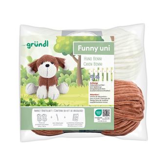 Kit de crochet Gründl Bennie le Chien – Créez votre chien amigurumi ultra-moelleux en fil Funny certifié OEKO-TEX(...) - Multicolore - 1