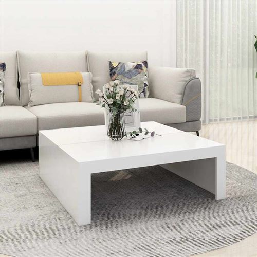 Table basse blanc 100x100x35 cm bois d ingénierie