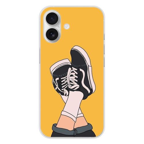 Coque en silicone imprimée compatible Apple iPhone 16 Sneakers