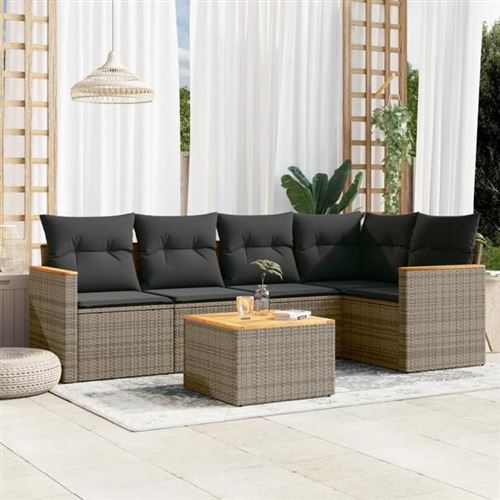 Non Communiqué Gris Vidaxl Salon De Jardin Avec Coussins 6 Pcs, Canapés De Terrasse, Ensemble De Meubles De Patio, Mobilier D'extérieur, 3258357