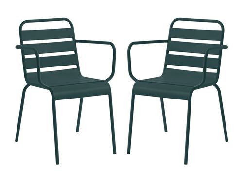 Lot de 2 fauteuils de jardin empilables en métal - Vert sapin - MIRMANDE de MYLIA