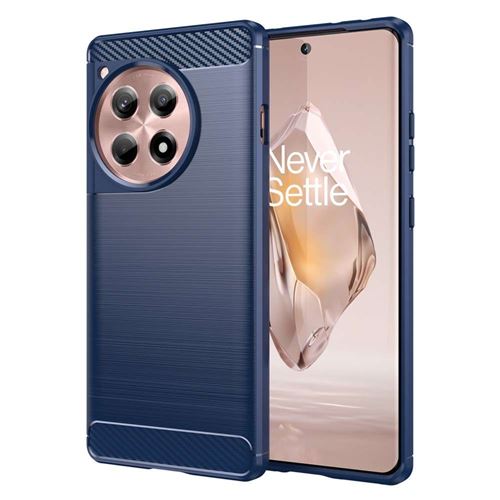 Coque pour OnePlus 12R 5G - housse etui silicone gel carbone + verre trempe - BLEU FONCE - htdmobiles