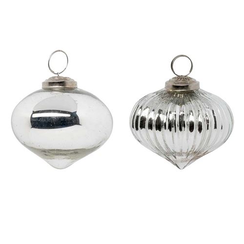 Non Communiqué Gris Atmosphera Créateur D'intérieur - Lot De 2 Boules De Noël En Verre "Goutte" 8Cm Argent