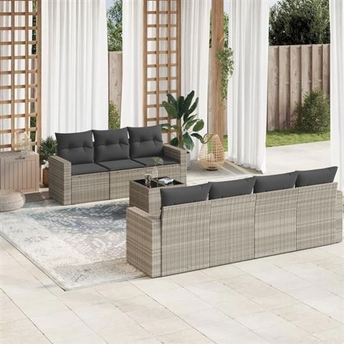 Non Communiqué Gris Vidaxl Salon De Jardin Avec Coussins 8 Pcs, Canapés Avec Pieds Réglables, Ensemble De Meubles D'extérieur Patio Terrasse, 3251069